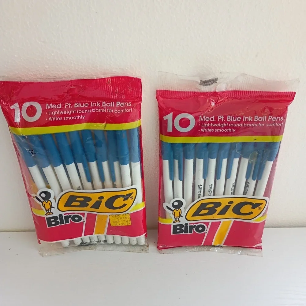 VTG Bic Biro Blue Ink Medium Point Ball Pens 2 Pckgs Of 10 Sealed New Old Stock